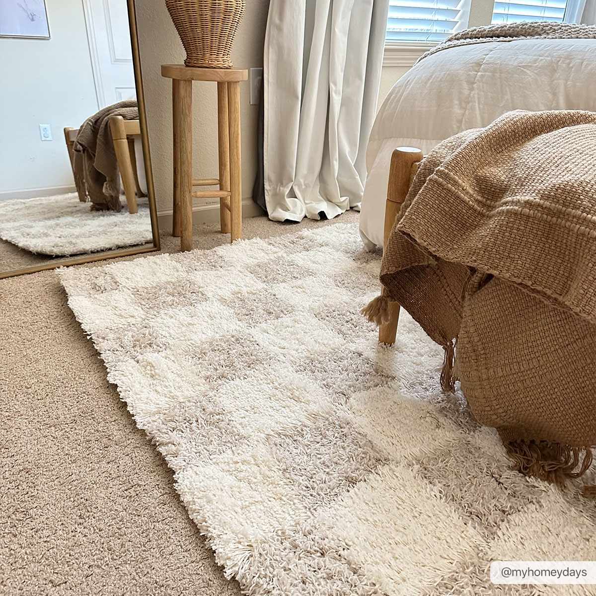 Atira Light Brown Checkered Area Rug from PriceLows™