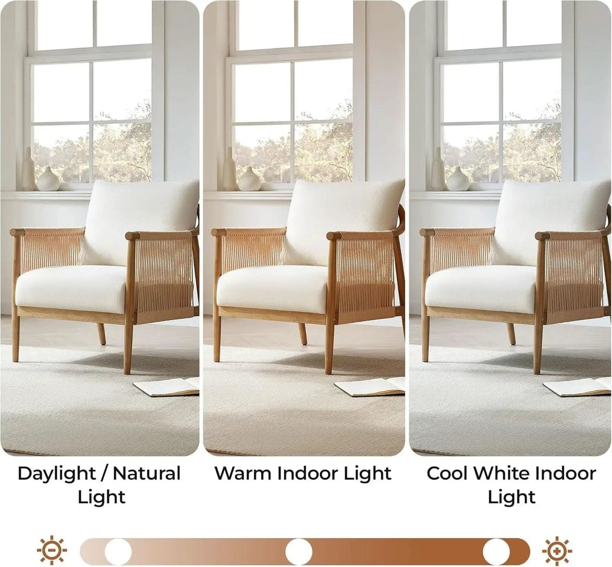 Cream Braided Accent Chairs Set Of 2 For Living Room from PriceLows™