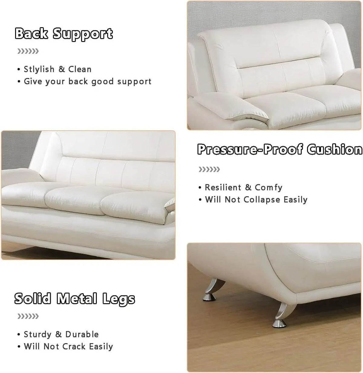 Creamy White 2 Piece Sofa Set Living Room Modern Style from PriceLows™