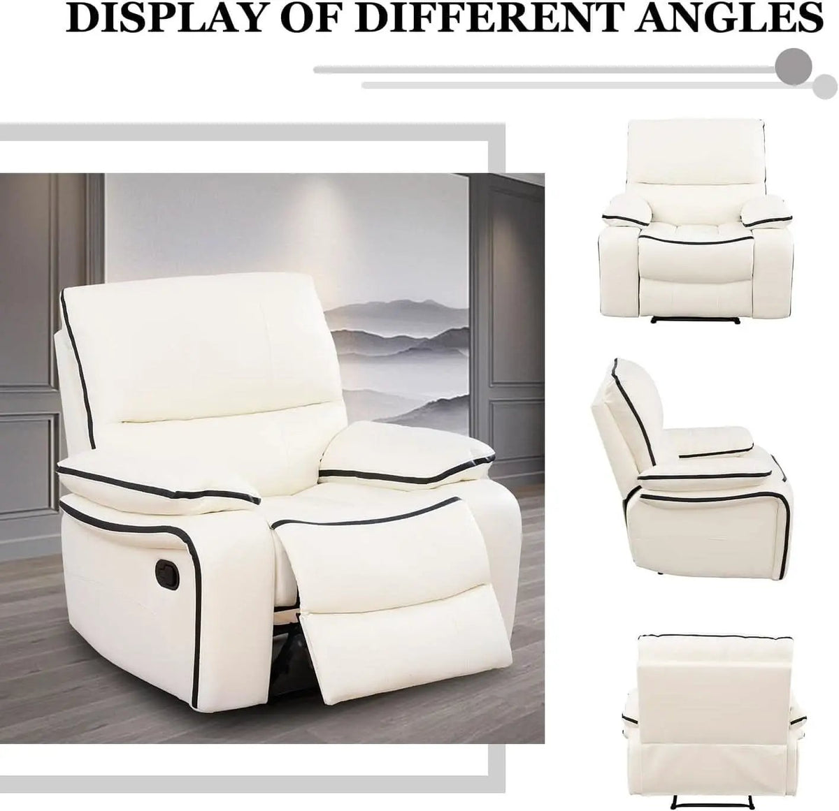 Creamy White Leather Recliner Sofa Set With Storage Console from PriceLows™