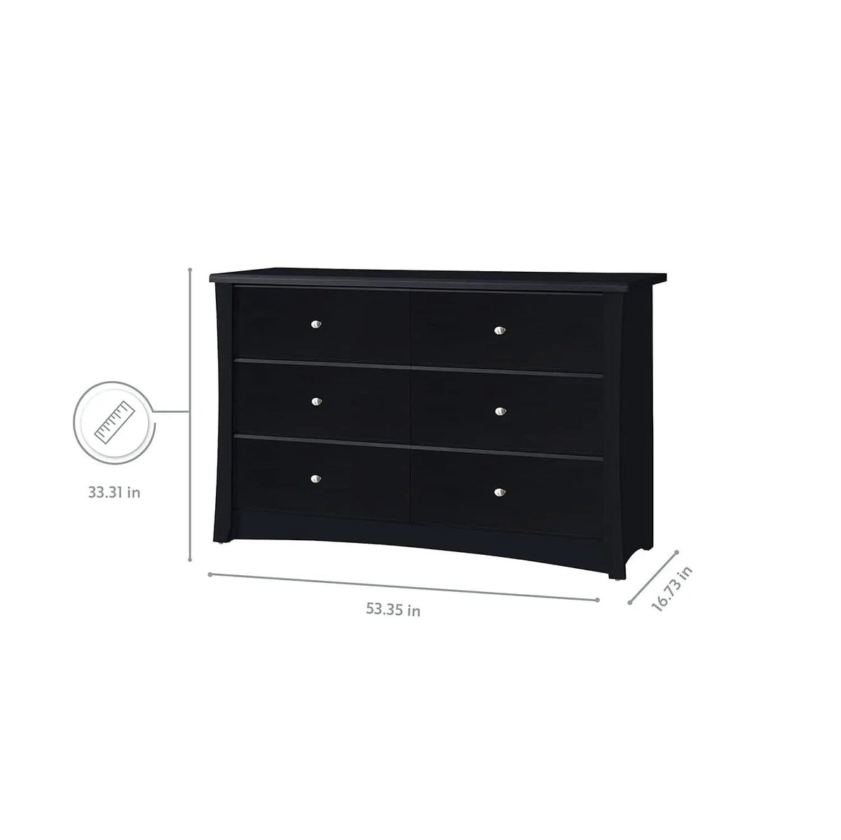 Crescent 6 Drawer Double Dresser Black GREENGUARD Gold from PriceLows™