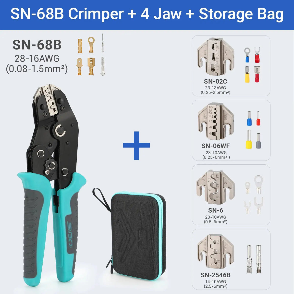 Crimping Tool Set Electrician Tools Quick Change Jaws For Crimp Terminals Dupont JST Non Insulated Open Barrel Ferrule MC4 Solar from PriceLows™