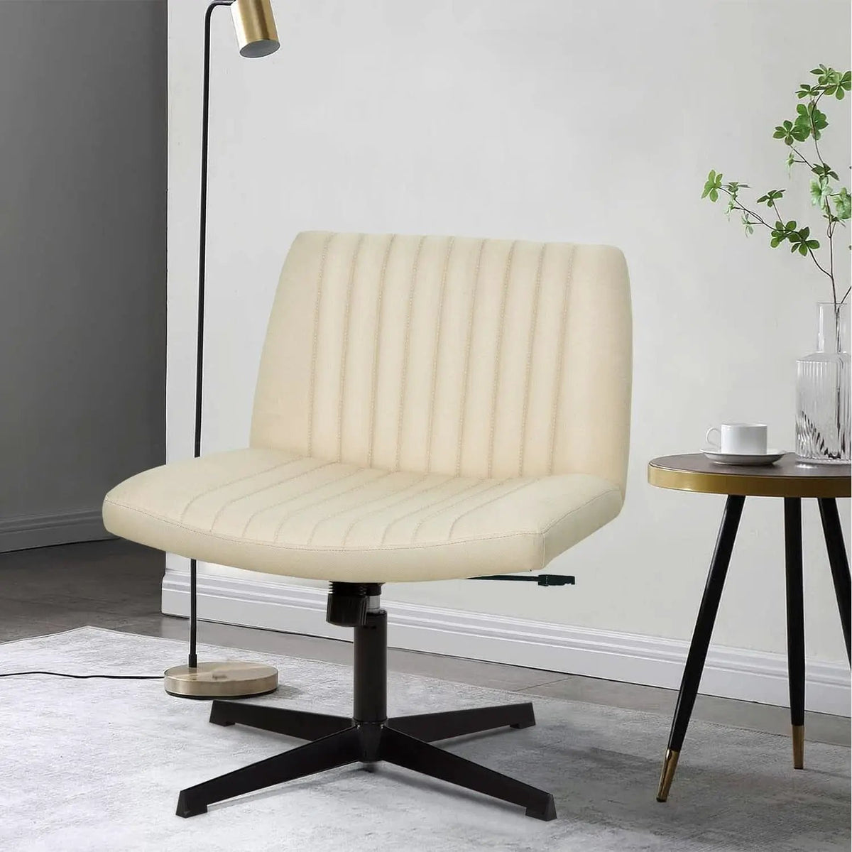 Criss Cross Armless Office Chair Beige Height Adjustable from PriceLows™