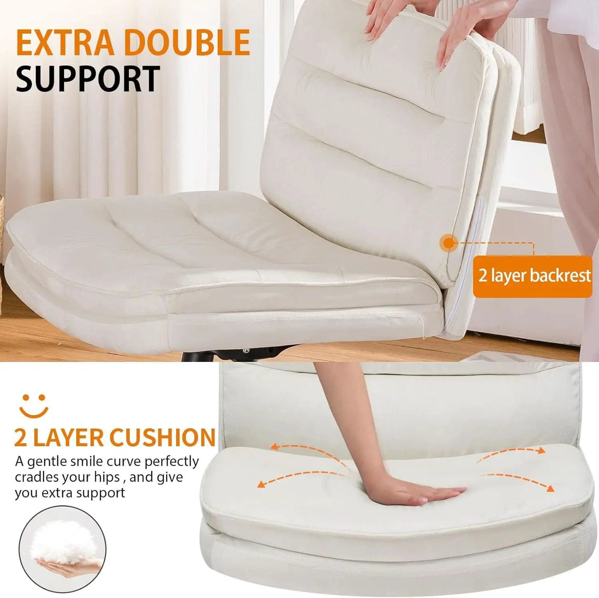 Criss Cross Office Chair Beige With Wheels For Home Office from PriceLows™
