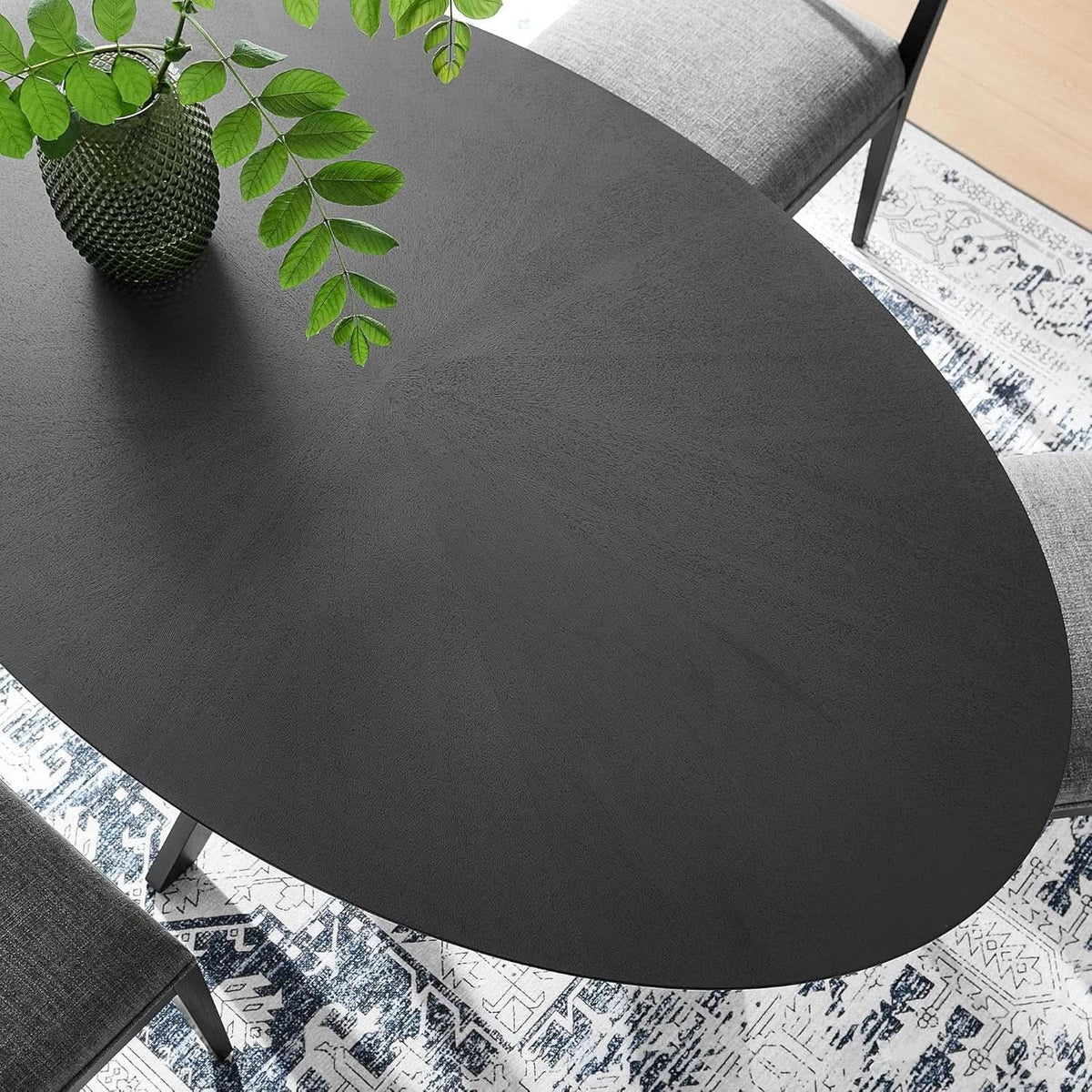 Crossroads 71 Inch Oval Wood Dining Table Black Seats 6 Easy To Assemble from PriceLows™