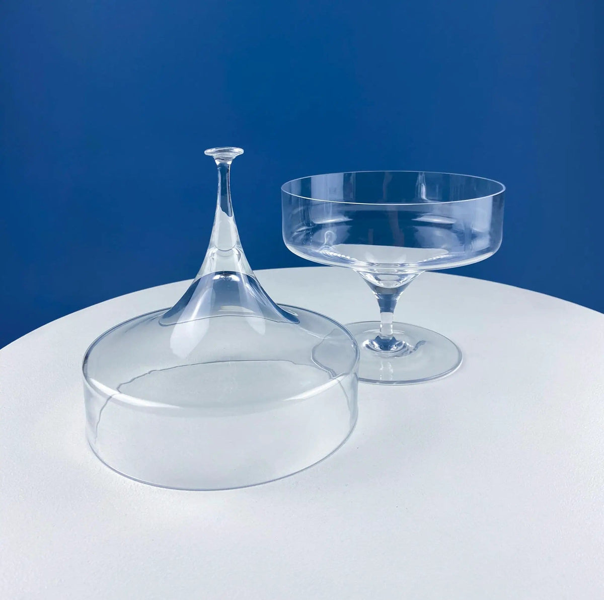 Crystal Clear Footed Candy Bowl or Serving Dish with Empoli Style Lid | Unique Mid Century Modern Apothecary Jar | Home Store Cafe Decor | Collectors & Hosts