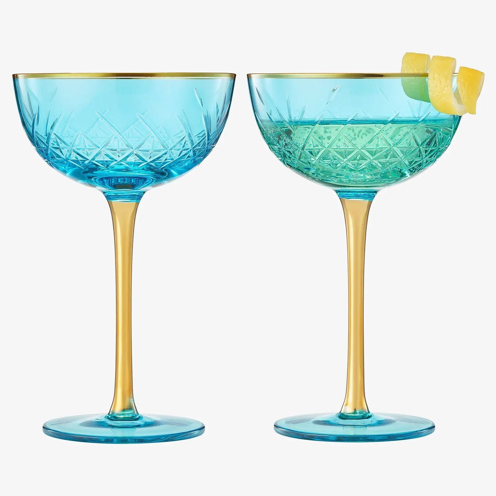 Bellissimo Crystal Champagne Coupe Cocktail Glassware, Set of 2 from PriceLows™