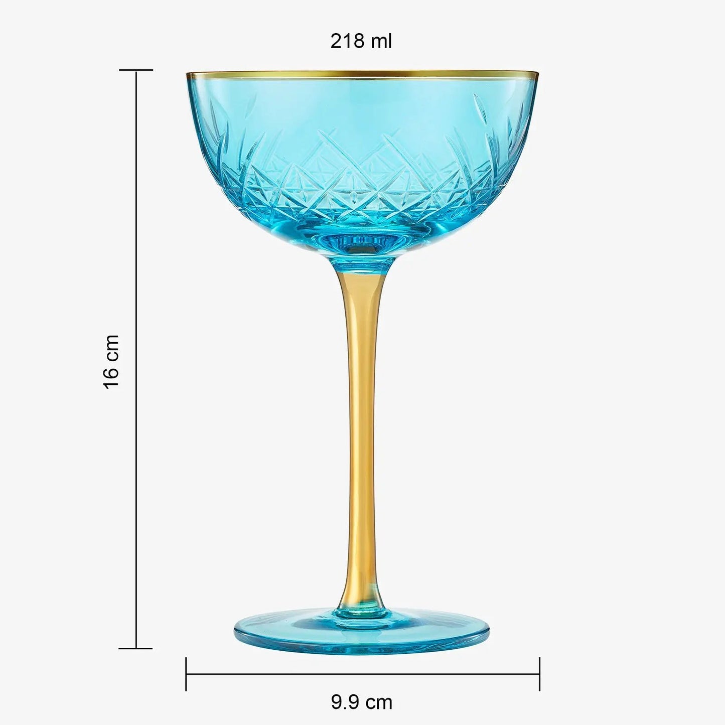 Bellissimo Crystal Champagne Coupe Cocktail Glassware, Set of 2 from PriceLows™