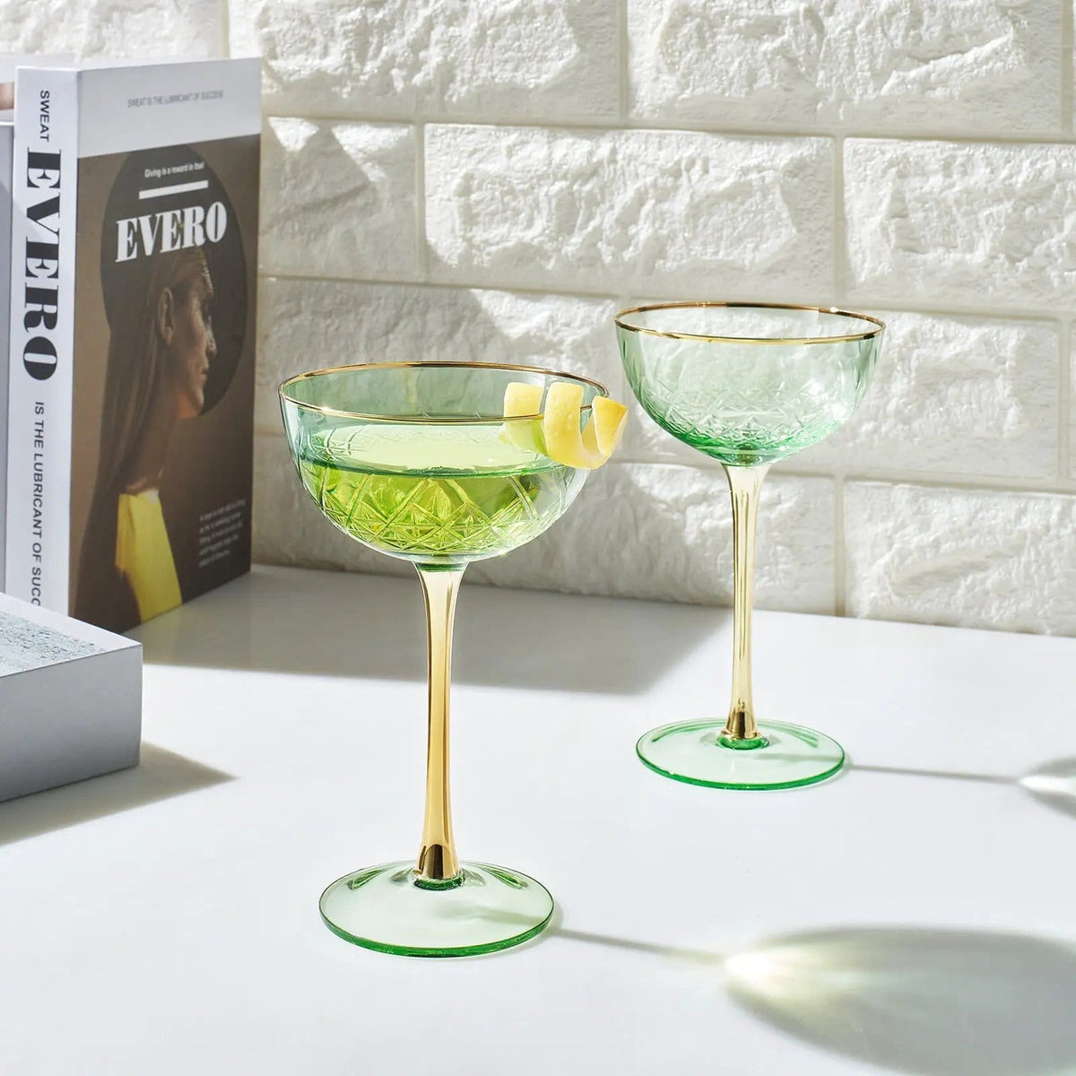 Bellissimo Crystal Champagne Coupe Cocktail Glassware | Set of 2 | Crystal | Entertaining