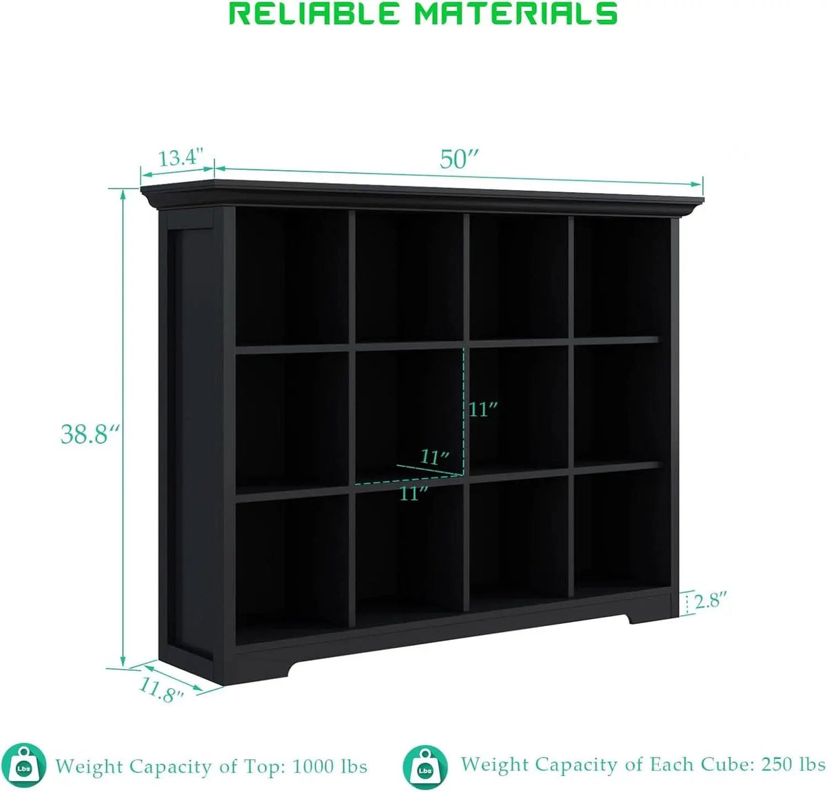 Cube Storage Bookcase With Base Black 12 Cube Lattice Open Shelves from PriceLows™