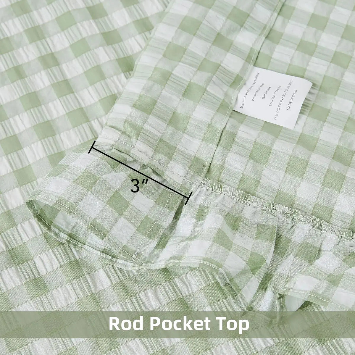 Sage Green Buffalo Plaid Curtain Panels for Kidsroom, Not-See-Through Sheer Ruffle Drapes, Shabby Chic Window Treatment for from PriceLows™