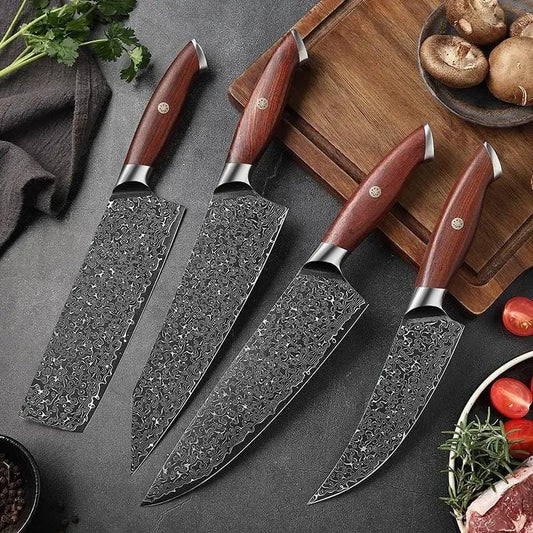 Custom Handmade Damascus Steel Kitchen Knife - 8” Blade with Rosewood Handle | 8 Inch | Damascus Steel | Kitchen Knives Set