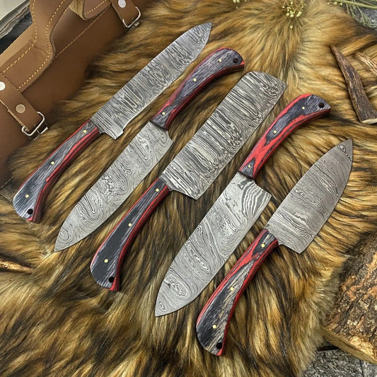 Custom Handmade Damascus Steel Kitchen Knives Premium Quality with Pakkawood Handles | 8 Inch | Damascus Steel | Kitchen Knives Set