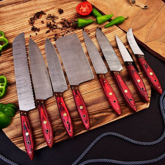 Custom Handmade Damascus Steel Kitchen Knives Set - 3 to 8 Inches | 8 Inch | Damascus Steel | Home