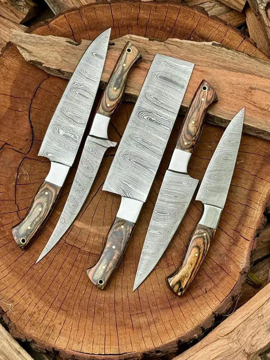 Custom Handmade Damascus Steel Knife Set - 3 to 8 Inch Blades with Pakkawood Handles | 8 Inch | Damascus Steel | Kitchen Knives Set