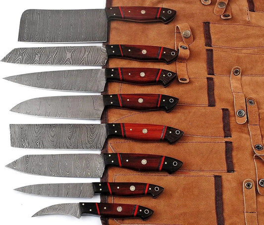 Custom Handmade Damascus Steel Knife Set - 8-Inch Blade | 8 Inch | Damascus Steel | Kitchen Knives Set
