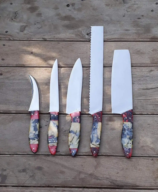 Custom Handmade J2 Hand Forged Kitchen Knives Set | 8 Inch | Steel | Home