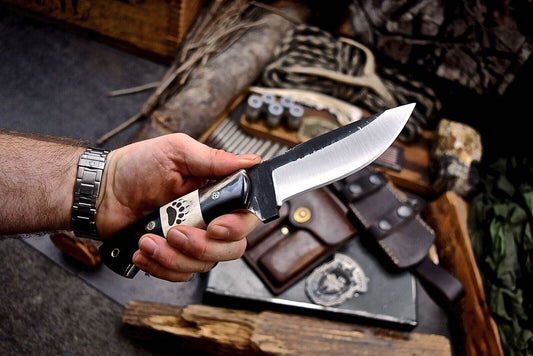 Custom Handmade Skinning Blade with J2 Steel and Buffalo Horn & Camel Bone Handle | 4.5 Inch | Steel | skinning Knife