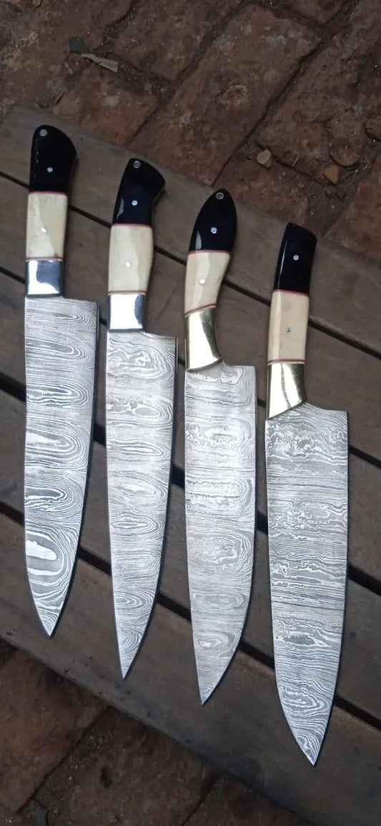 Custom Kitchen Knives - Hand Forged Damascus Steel Blade | 8 Inch | Damascus Steel | Kitchen Knives Set