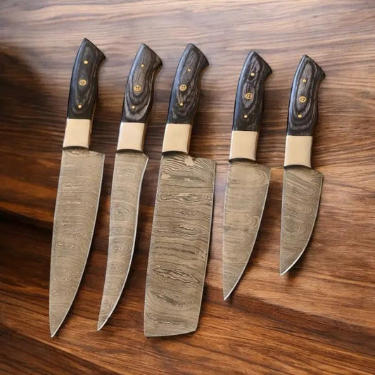 Custom Kitchen Knives Set - Handcrafted Damascus Steel for Holiday Cooking | Damascus Steel | Kitchen knife set | Home