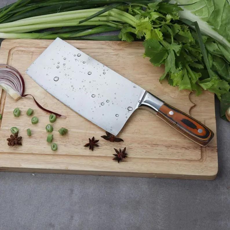 Custom Handmade 1095 Steel Cleaver Knife 12.5" Butcher's Essential with Exotic Wood | 12.5 Inch | Steel | Home