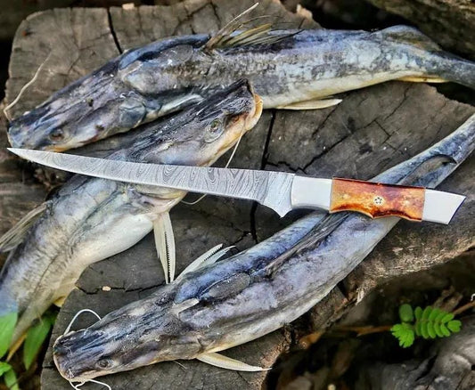 Custom Handmade Damascus Filleting Knife - Precision for Fishing & Culinary Prep | 13 Inch | Damascus Steel | damascus steel fillet