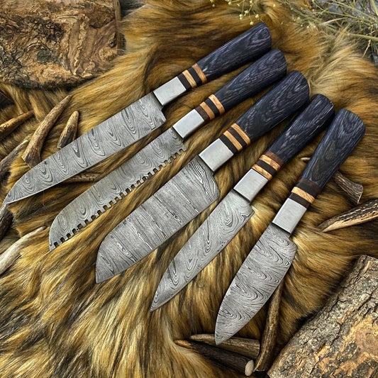 Premium Custom Handmade Damascus Steel Kitchen Knives Set - 3 to 8-inch Blades | 8 Inch | Damascus Steel | Home