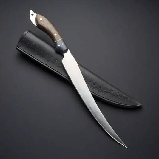 Custom Handmade Stainless Steel Fishing Fillet Knife 13" with Rosewood and Buffalo | 13 Inch | Rosewood | Home