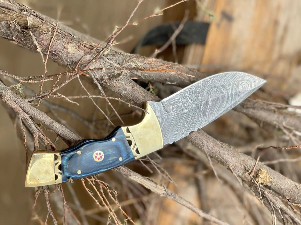 Hunting Knives 9" Forged Damascus Steel Blade with Pakka Wood Handle, Brass Bolster | 9 Inch | Damascus Steel | hunting Knife