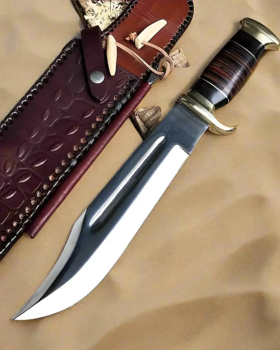 Custom Handmade D2 Steel Dundee Bowie Knife 15” Buffalo Horn & Leather Grip with | Steel | crocadile dundee bowie knife | Home