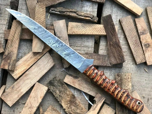 DAMASCUS FILLET KNIFE | 12.5 Inch | Wood | Home