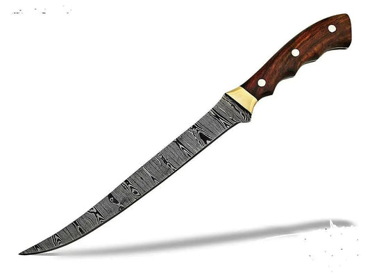 DAMASCUS FILLET KNIFE | 13.5 Inch | Rose Wood | Home