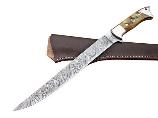 DAMASCUS FILLET KNIFE | 13 Inch | Steel | Home