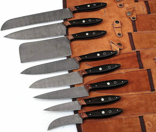 DAMASCUS KITCHEN CHEF KNIVES SET (Style 2) | 8.5 Inch | Rose Wood | Kitchen Knives Set