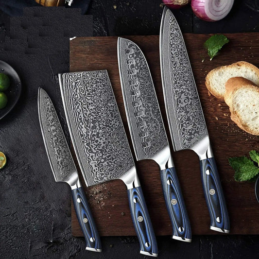 DAMASCUS KITCHEN KNIVES SET | 10 Inch | Steel | Home