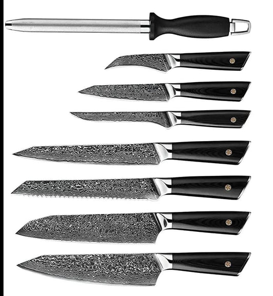 DAMASCUS KITCHEN KNIVES SET | 8 Inch | Steel | Home