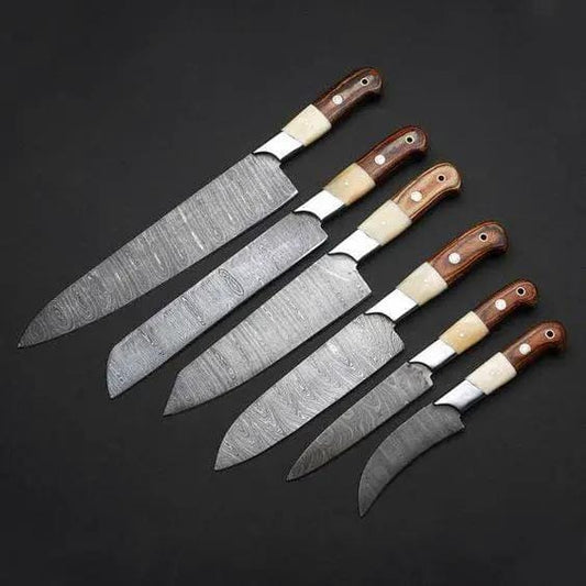 DAMASCUS KITCHEN KNIVES SET (Style 3) | 8.5 Inch | Steel | Home