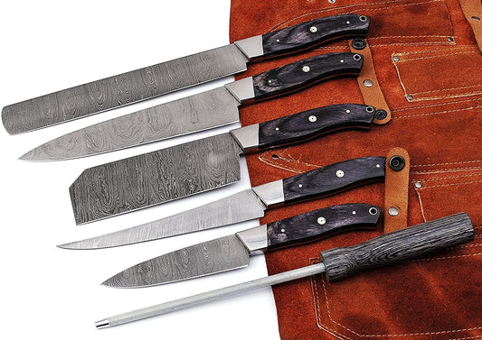 DAMASCUS KITCHEN KNIVES SET (Style 2) | 9 Inch | Steel | Home