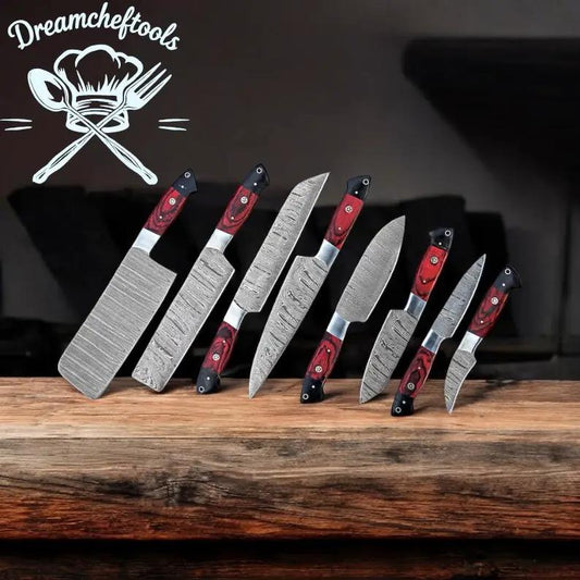 Kitchen Knives Sets – 13” Handmade Damascus Steel Chef Knife with Pakkawood Handle, Steel Bolster & Leather Sheath from PriceLows™
