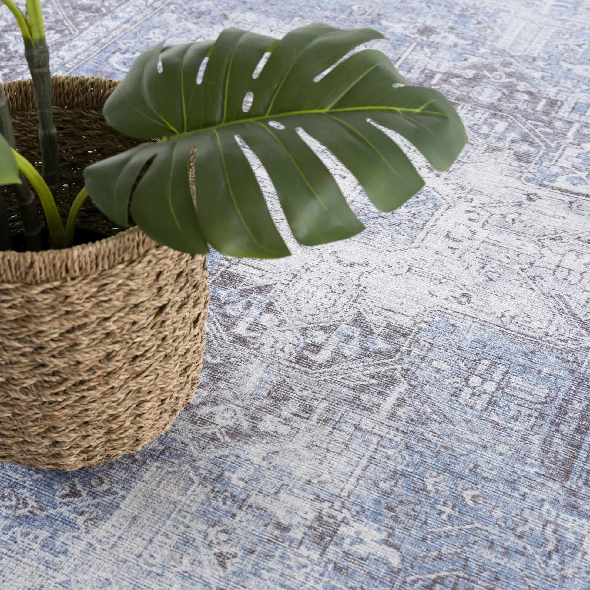 Rosman Blue Washable Area Rug from PriceLows™