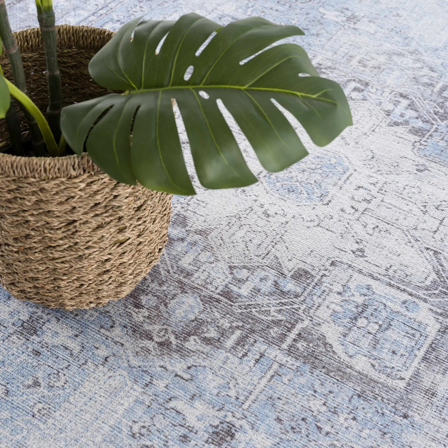 Aqua Rosman Washable Area Rug from PriceLows™