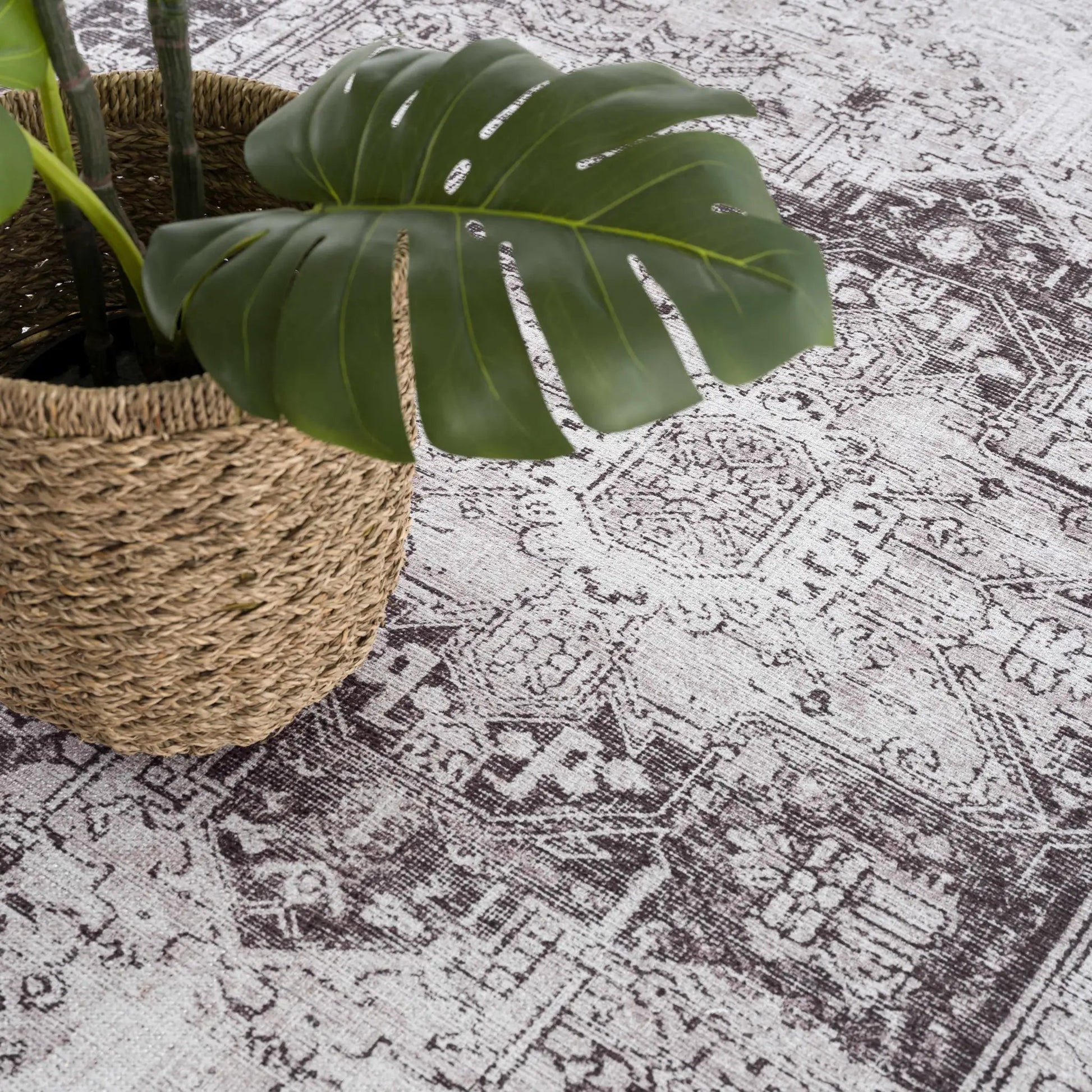 Rosman Gray Washable Area Rug from PriceLows™