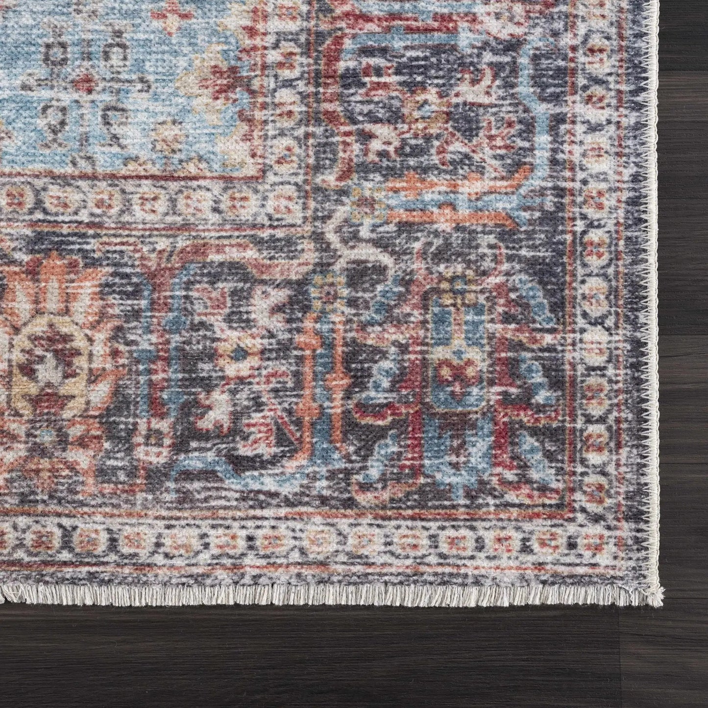Blue Burgundy Holi-2302 Washable Area Rug from PriceLows™