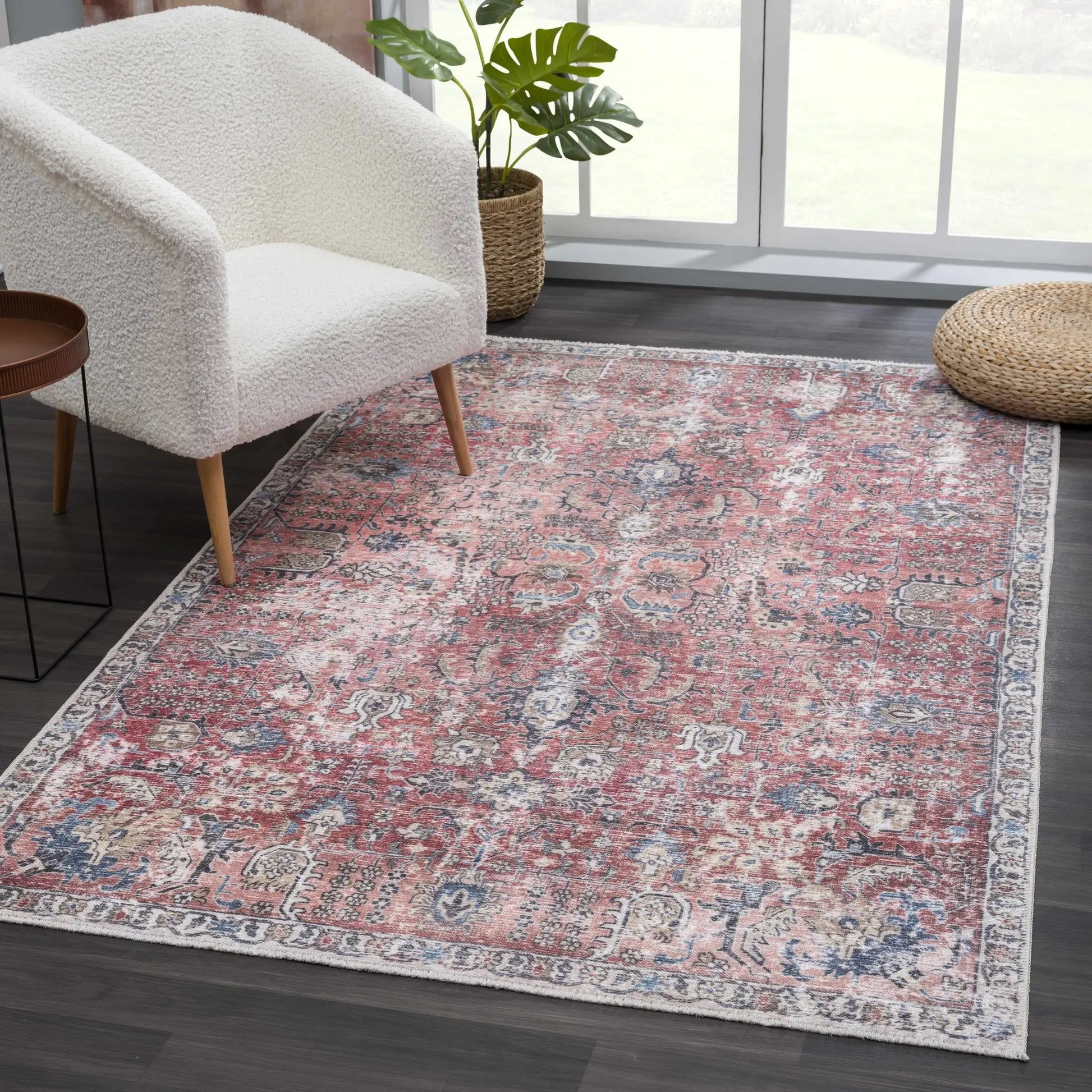 Burgundy Holi-2303 Washable Area Rug from PriceLows™