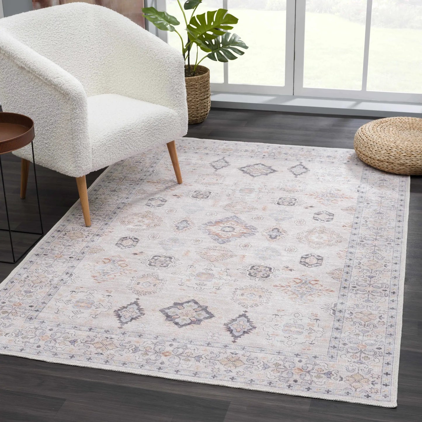 Beige Beckett Vintage Washable Area Rug from PriceLows™