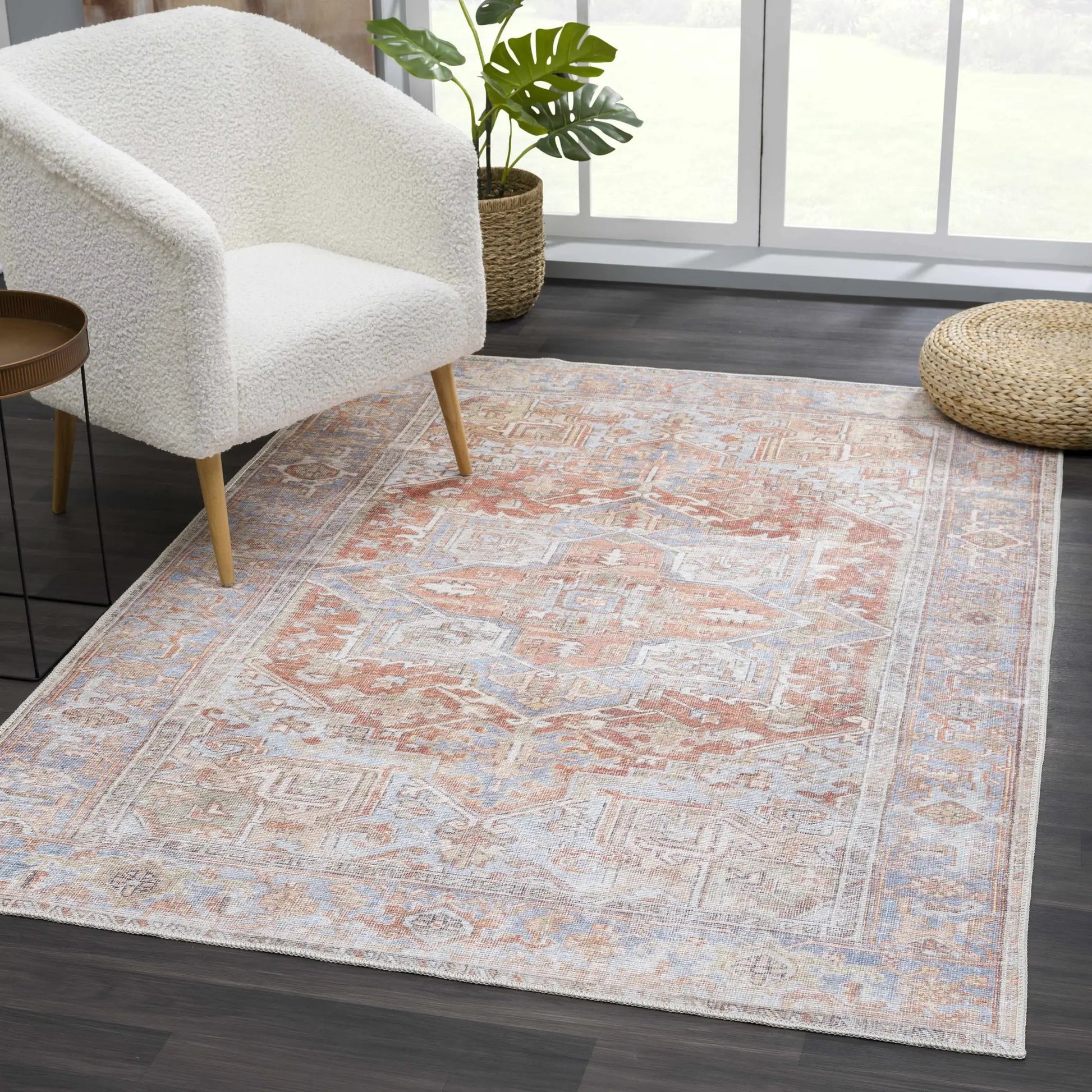 Maayon Medallion Rust Washable Area Rug from PriceLows™