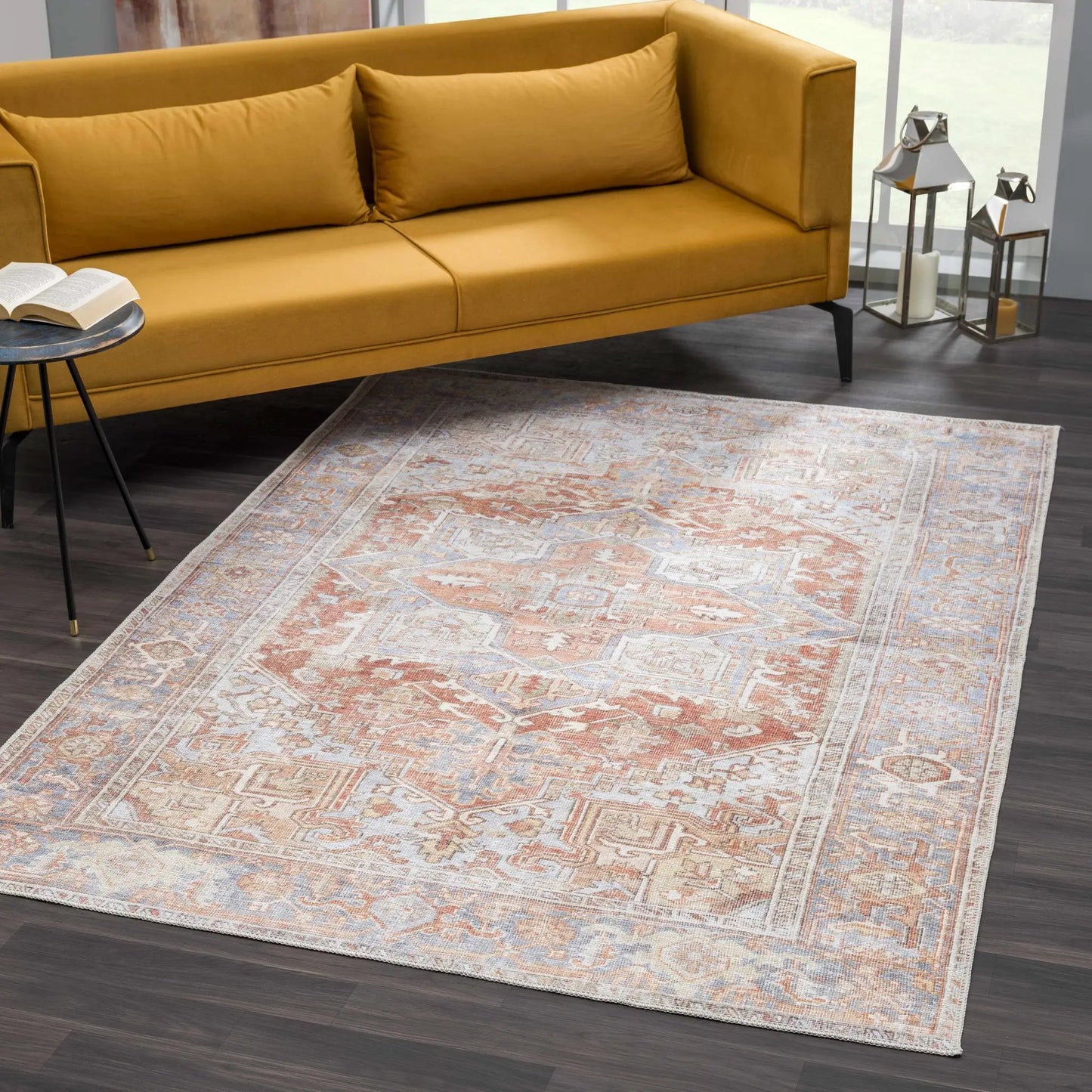 Maayon Medallion Rust Washable Area Rug from PriceLows™