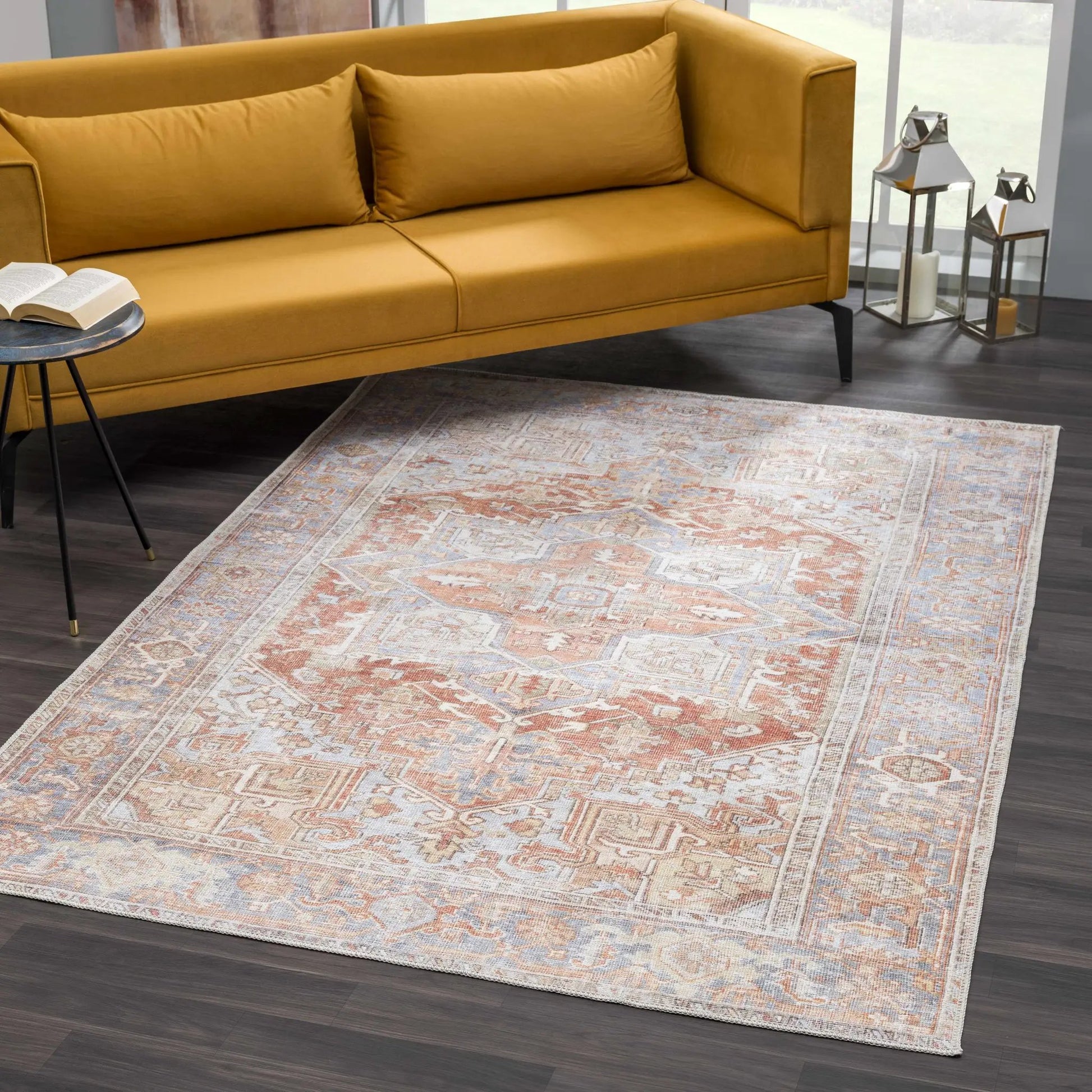 Maayon Medallion Rust Washable Area Rug from PriceLows™