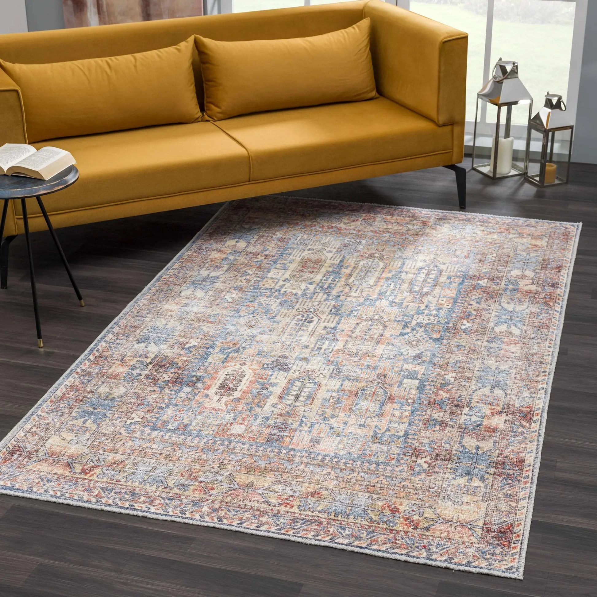Burnt Orange Holi-2300 Washable Area Rug from PriceLows™