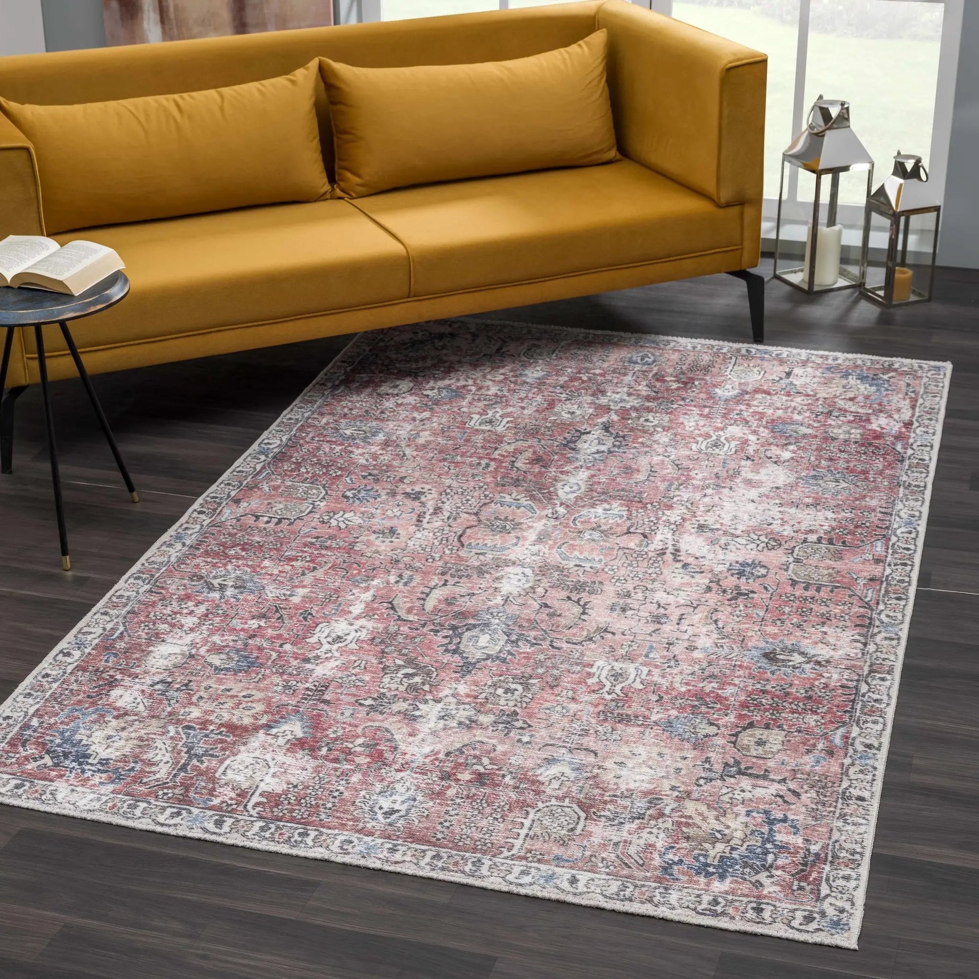 Burgundy Holi-2303 Washable Area Rug from PriceLows™